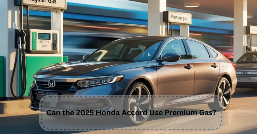 2025 Honda Accord parked at fuel station showing gas type options including regular and premium for fuel comparison