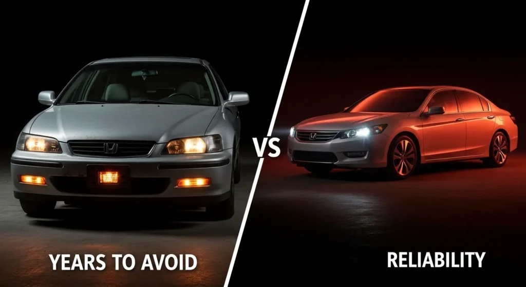 Comparison of old and new models showing years to avoid vs reliability, helping buyers decide What Is the Best Year for Honda Accord.