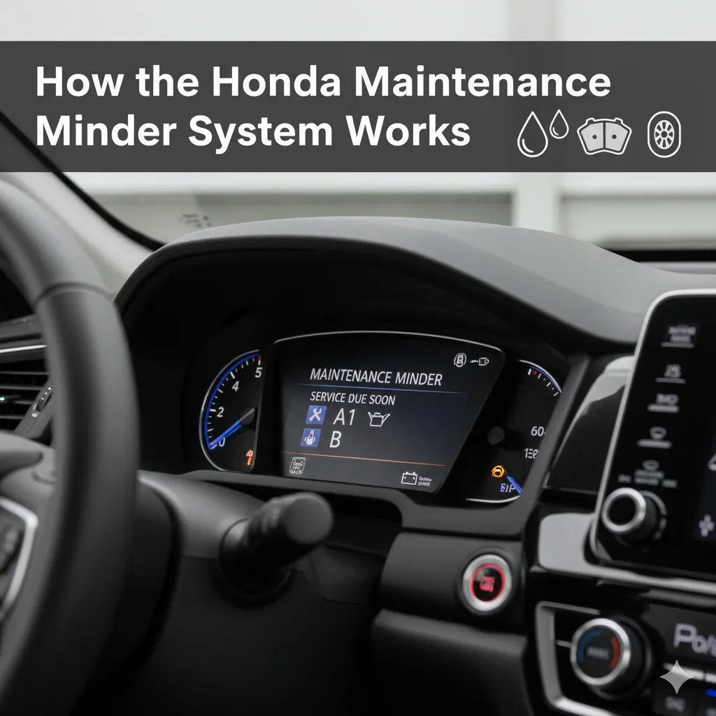 Dashboard display showing Honda Maintenance Minder in a Honda Accord Hybrid for oil change interval reminder.