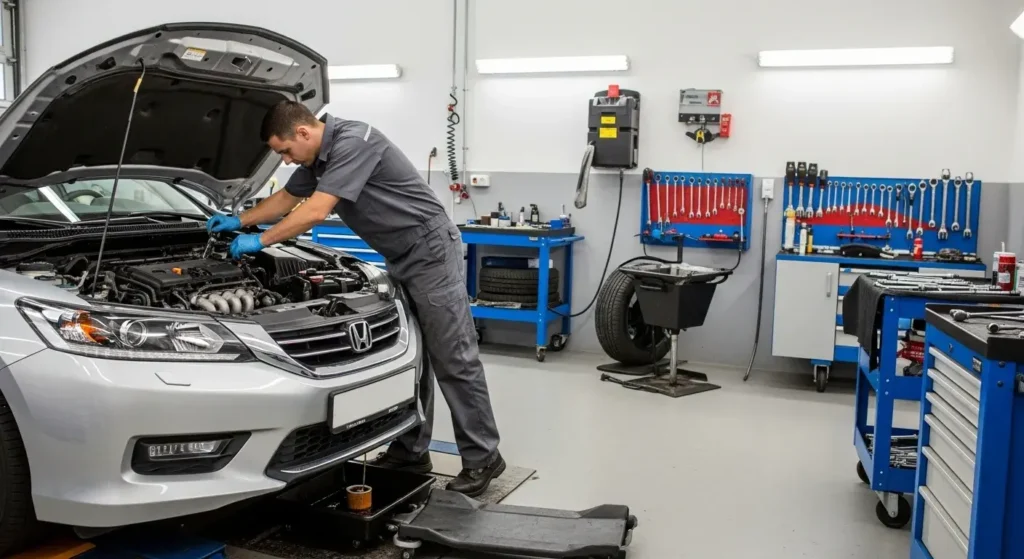 Mechanic servicing a 2015 Honda Accord engine to improve reliability and show how long do 2015 Honda Accords last.