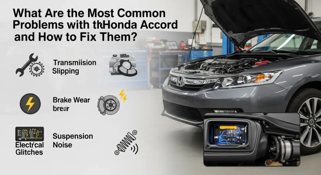 "How Reliable Is Honda Accord – common problems like transmission slipping, brake wear, and electrical issues