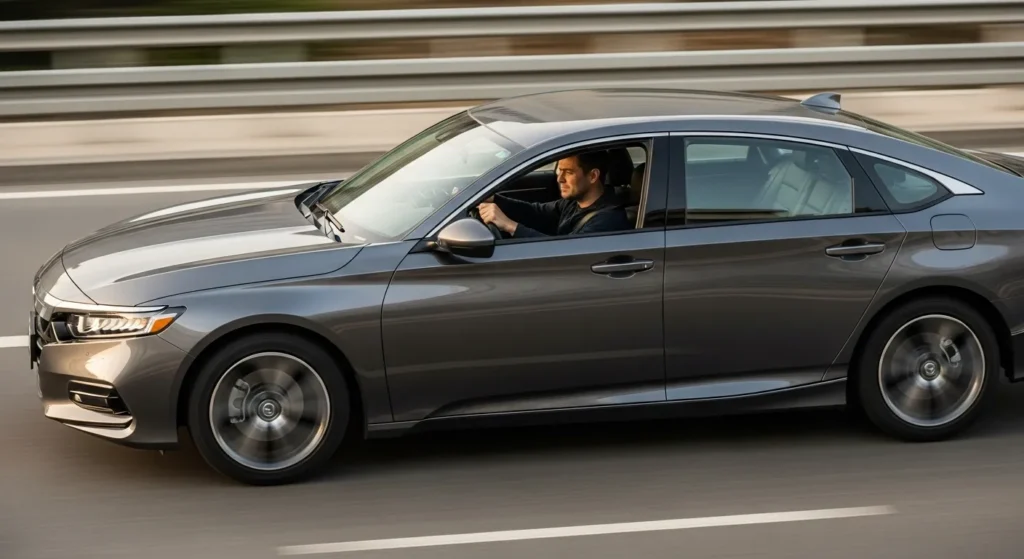 Driver accelerating a Honda Accord on highway while diagnosing why the car jerks during acceleration.