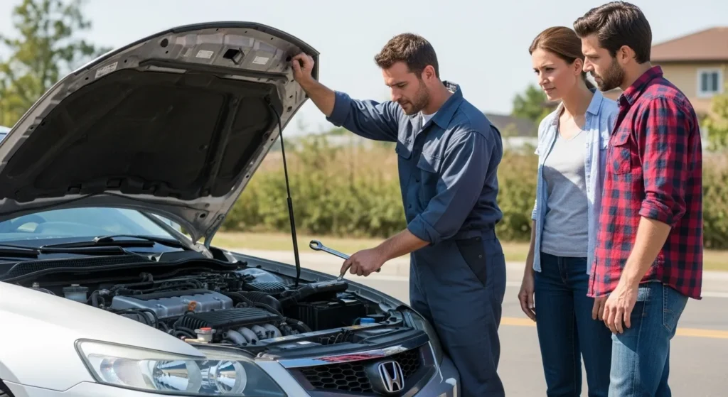 What years of Honda Accord to avoid mechanic inspecting engine issues while buyers watch closely.
