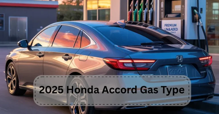 2025 Honda Accord gas type shown at fuel station, designed for regular unleaded 87 octane efficiency.