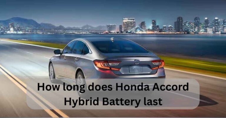 How long does Honda Accord Hybrid Battery last with car driving on highway near city skyline