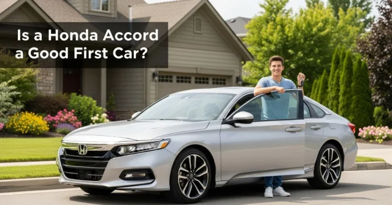 Young driver standing by Honda Accord – Is a Honda Accord a good first car proven guide for new drivers