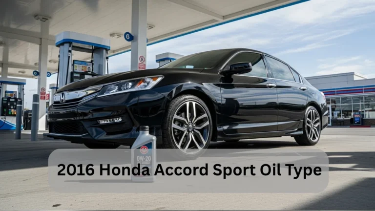 2016 Honda Accord Sport Oil Type with 0W-20 synthetic motor oil bottle at a gas station for oil change guide