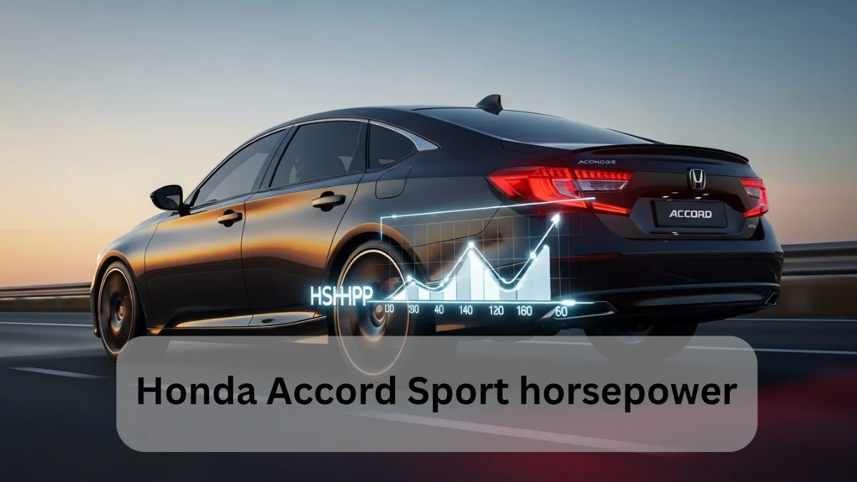 Sleek black Honda Accord Sport on highway showing digital performance graph — Honda Accord Sport horsepower guide 2025.