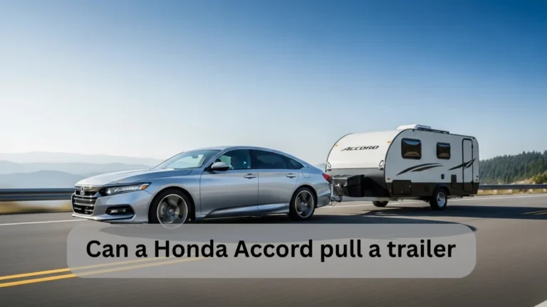 ilver Honda Accord pulling a small trailer on highway — Can a Honda Accord pull a trailer safely.