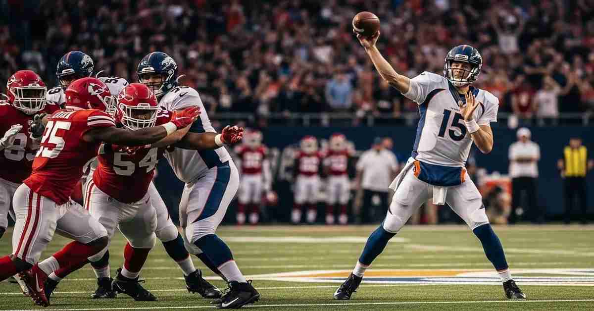 Denver Broncos vs Tampa Bay Buccaneers match player stats - quarterback throwing pass during game action